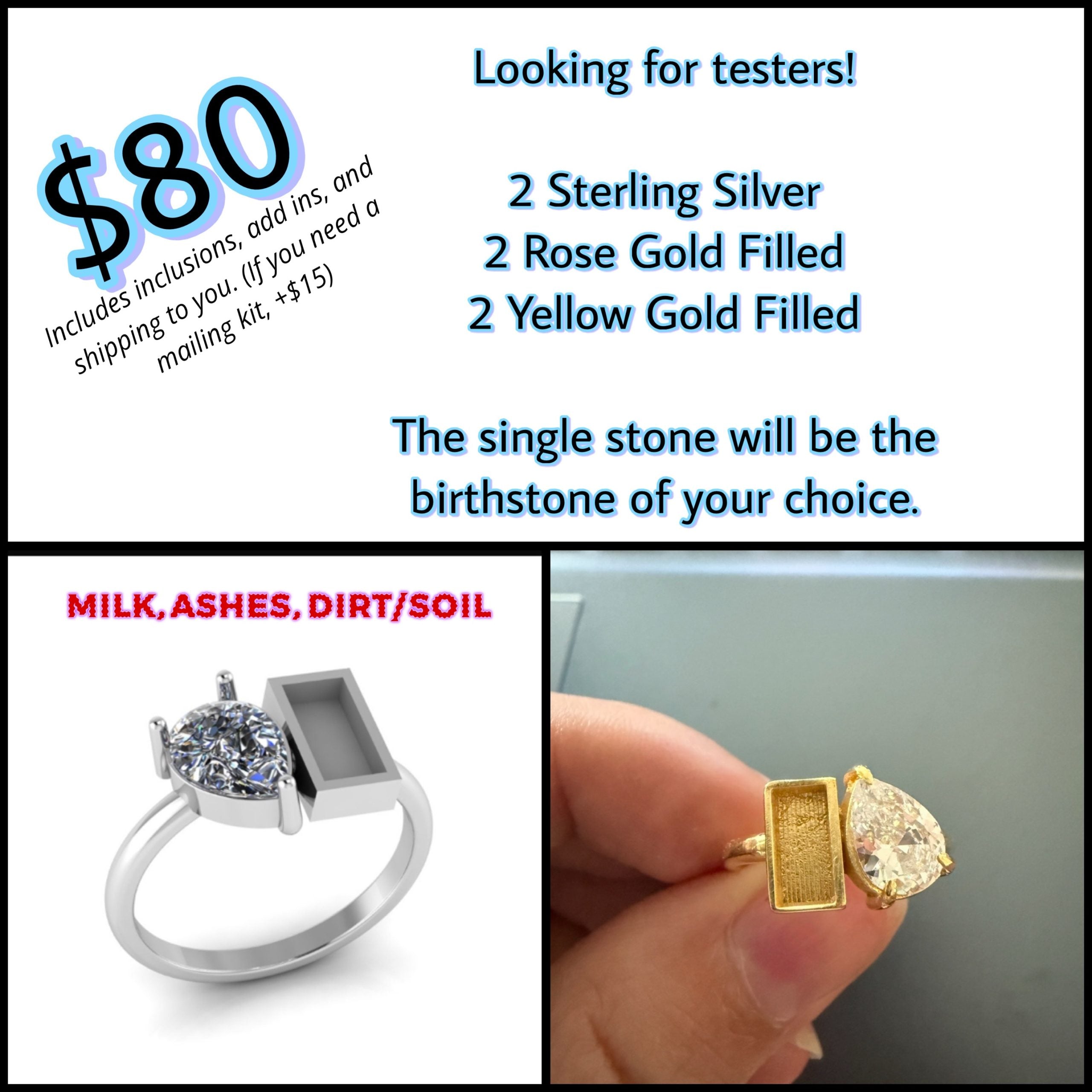 tester teardrop single birthstone with bezel image